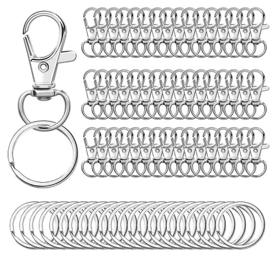 Produktbild von 50 Stück Schlüsselringe, Schlüsselanhänger Karabiner, Kettenverschluss, Ringe Karabinerhaken mit Drehgelenk für Makramee Zubehör und DIY Handwerk