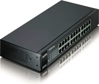 Produktbild von ZyXEL ES1100-24E, IEEE 802.1p, IEEE 802.3, IEEE 802.3af, IEEE 802.3az, IEEE 802.3u, IEEE 802.3x, 10/100 Mbps, Schwarz, 267 x 162 x 42 mm, 0 - 50 °C, -40 - 70 °C