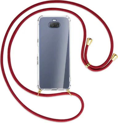 Produktbild von Handykette Backcover-Schutzhülle mit Band (Metall goldfarben) für Sony Xperia 10 - dunkelrot