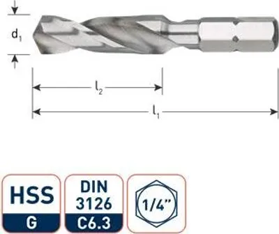 Produktbild von Rotec HSS-G-Bohrer, 1/4'', Ø 10,0 x 38 / 54