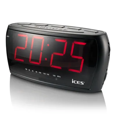 Image de Ices ICR-230-1 - Radio-réveil FM, écran 1,8" - Noir