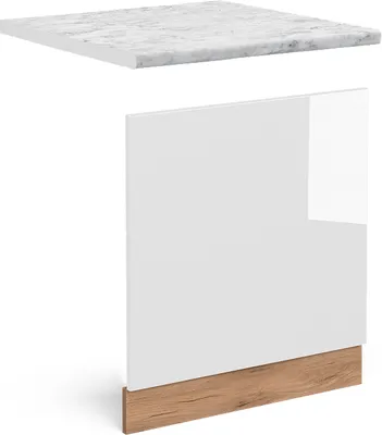 Produktbild von Frontblende Vicco R-Line Weiß Hochglanz 60 cm , AP Marmor, Model 46198