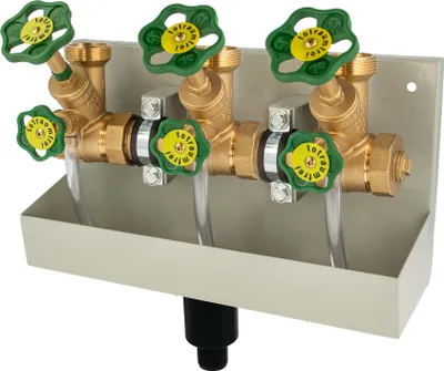 Produktbild von SCHLÖSSER Kompakt-Verteilerstation 3-Strang Verteiler - Zulauf 1 1/4 (5/4) Zoll - DN 32, mit Ablaufrinne