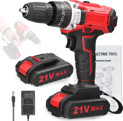 Obrázok produktu pre Akumulátorová vŕtačka 21 V – 2 rýchlostné stupne, plynulá regulácia, 25 stupňov krútiaceho momentu, komutátorový motor, otáčky vpravo/vľavo, multifunkčné elektrické náradie pre domácnosť