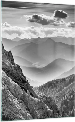 Produktbild von Bilder auf glas - Einteilig - Schwarzweiß Landschaft Berge - 70x100cm - Glasbilder - Wandbilder - Bilder - Wanddekoration aus Glas - Glas Bilder - Wandbild auf Glas - GPA70x100-4560