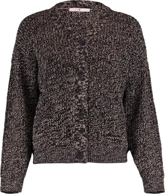 Produktbild von Damen Strickjacke mit V-Ausschnitt, Knopfleiste und Langarm in Ripp-Optik