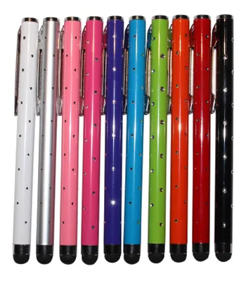 Produktbild von 10x Stylus touchpen Eingabe Stift Strass Optik Tablet Handy Bedien Glamour, Farbe:Mehrfarbig