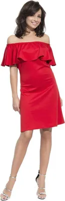 Produktbild von Kleid Elegant Bandeau Rüschen; Rot XL/42