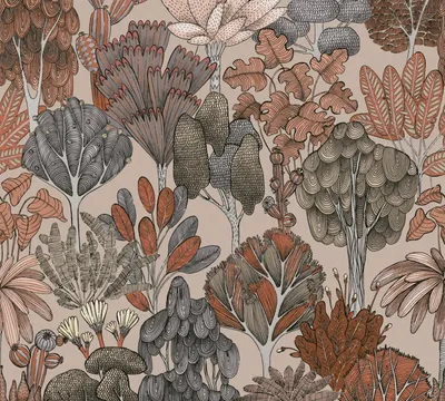 Produktbild von Architects Paper Dschungeltapete Floral Impression tropische Tapete Vliestapete beige rot orange grau creme 10,05 m x 0,53 m
