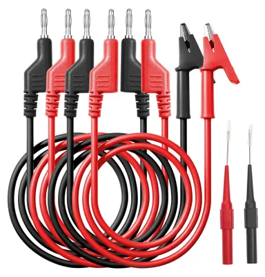 Productafbeelding van Set van 6 multimeter meetleidingen - Inclusief krokodillenklemmen en testsondes