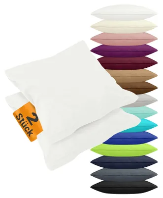 Productafbeelding van Set van 2 kussenslopen van jerseykatoen, effen, ongeveer 40 x 145 cm, wit
