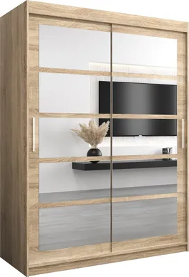 Produktbild von Kleiderschrank, Schiebetürenschrank Schlafzimmer, Schrank mit Spiegel ROMA 2 150 cm