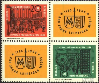 Produktbild von Briefmarken DDR 1964 Mi 1012-1013 Viererblock (kompl.Ausg.) gestempelt Frühjahrsmesse