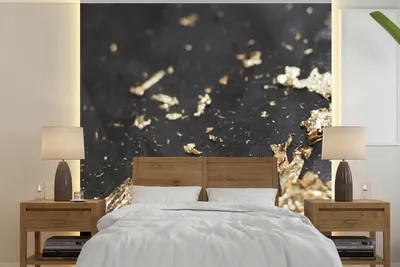 Produktbild von MuchoWow® Fototapete für Wohnzimmer oder Schlafzimmer Wandtapete Vinyl Motivtapete Marmor - Gold - Luxus - Schwarz - 240x240 cm - Schlafzimmer-Tapete