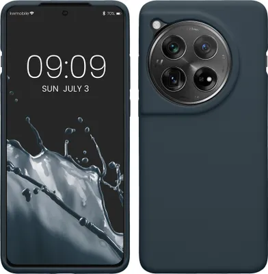 Produktbild von kwmobile Hülle kompatibel mit OnePlus 12 Hülle - Silikon Handy Case - Handyhülle weiche Oberfläche - kabelloses Laden - Dunkler Schiefer