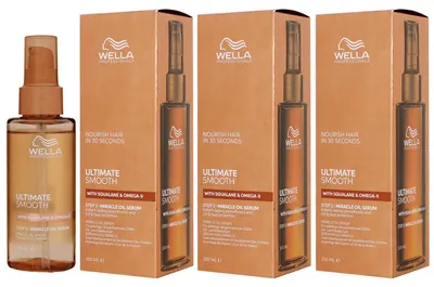 Produktbild von Wella Ultimate Smooth Miracle Oil Serum 3 x 100 ml für trockenes Haar Step 3 Set