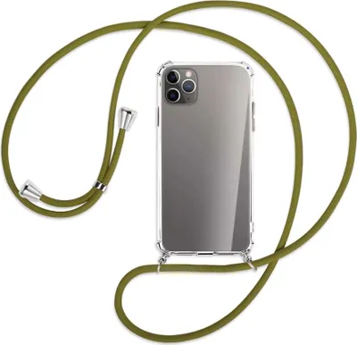 Produktbild von Handykette Backcover-Schutzhülle mit Band (Metall silberfarben) für Apple iPhone 11 Pro Max - khaki