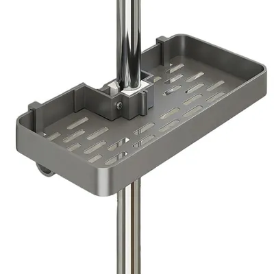 Produktbild von Duschablage, ohne Bohren, höhenverstellbar, Duschablage aus Aluminium, rostfrei, stabil und langlebig, ohne Stange, grau