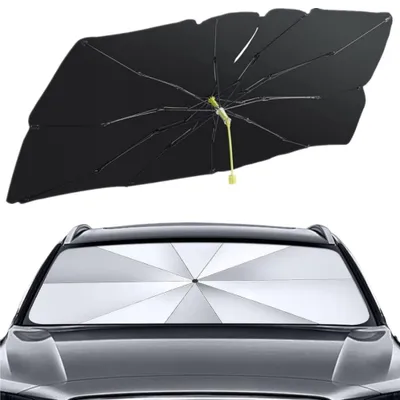 Obrázek produktu pro Sluneční clona do auta – skládací, rozměry 140 x 75 cm – ochrana proti UV záření – tepelná izolace – vhodná pro SUV/nákladní vozidla – blokuje 99,9 % UV záření – sluneční clona do auta
