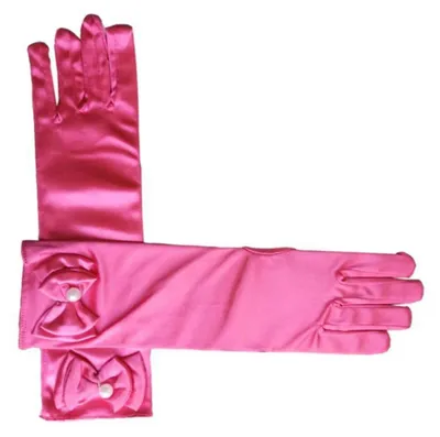 Immagine prodotto di Guanti in raso con fiocco per bambine, color rosa, lunghezza 29 cm