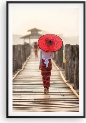 Produktbild von Gerahmtes Poster - Schwarzer Rahmen - Birma Regenschirm Brücke - 61x91,5 cm - Wand Bild - Wanddeko - Wandbilder - Wandposter - Bilderrahmen - Bilder - Kunstdruck - Wandbild - P2BPA61x91-4261