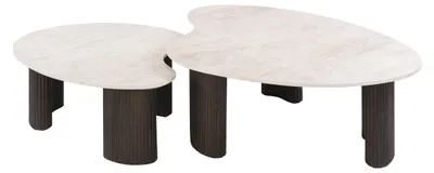 Produktbild von Couchtisch Set Ceramo Aperto, 2er Set, 3D Keramik Taj Mahal, B 102 x T 80 x H 35 cm, moderne Steinwirkung, flexibel kombinierbar