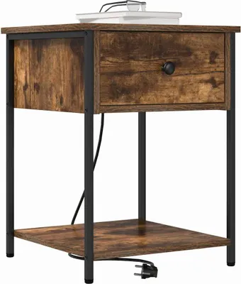 Image de vidaXL Table de chevet, lot de 2, chêne fumé, 42 x 41 x 56 cm
