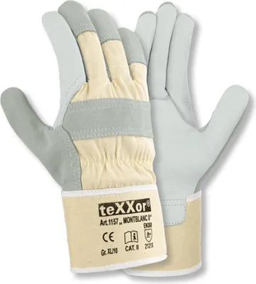 Productafbeelding van 12 paar handschoenen van volnerf rundleren, model MONTBLANC II, maat 10