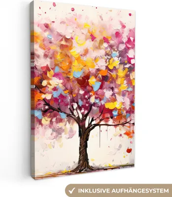 Produktbild von Leinwand Bilder 80x120 cm - Lebensbaum - Aquarell - Kunst - Abstrakt, Bilder, Wanddeko Wohnzimmer