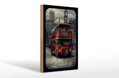Produktbild von Holzschild London 20x30cm Sightseeing Bus red