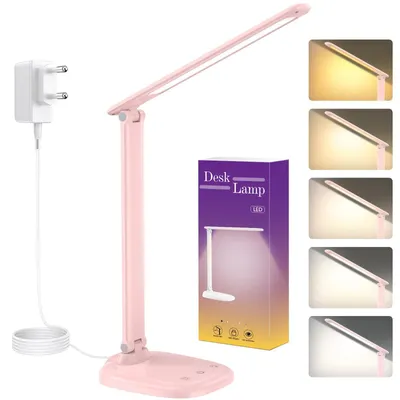 Obrázok produktu pre Skladacia LED stolná lampa s 5 teplotami farieb a funkciou stmievania, ružová