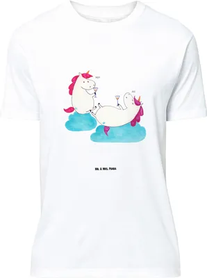 Produktbild von Mr. & Mrs. Panda Größe L T-Shirt Einhorn Sekt - Weiß - Geschenk, BFF, Freundinnen, Einhörner, Shirt, Tshirt, Mädelsabend, Unicorn, mit Spruch
