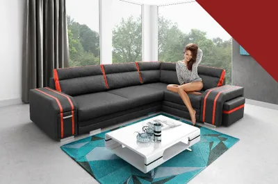 Productafbeelding van Bank, slaapbank, designbank met bedfunctie - bedlade, hoekbank, bank