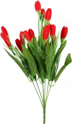 Productafbeelding van Kunstbloem van 20 rode krokussen - realistische decoratieve bloemen, hoogte 35 cm