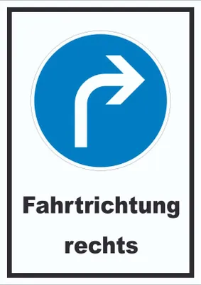 Produktbild von Schild Fahrtrichtung rechts A2 Rückseite selbstklebend