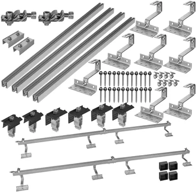 Produktbild von Solar Halterung Ziegeldach Montageset mit Klemmen Schwarz Dach für 2 Solarmodule