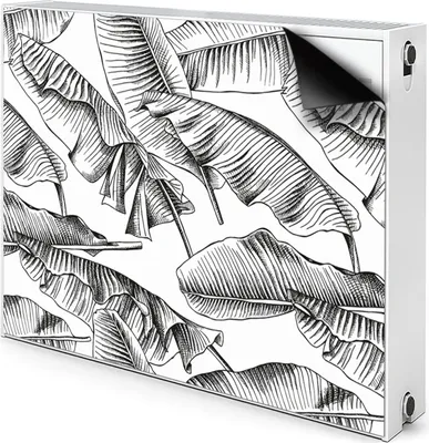 Produktbild von Magnet Heizkörper-Abdeckung Verkleidung Abdeckung Heizkörperabdeckung 110x60 cm  - Schwarz, Blätter