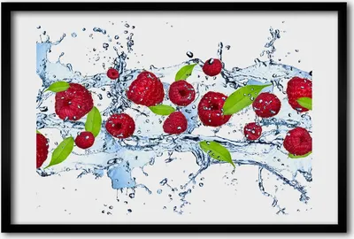 Produktbild von Bild 60x40 MDF-Rahmen, Wandkunst Himbeeren und Wasser
