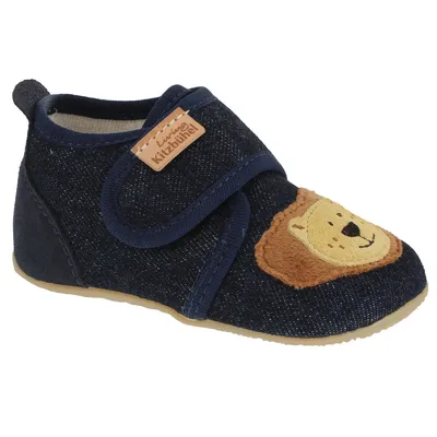 Produktbild von Living Kitzbühel Lutz Löwe Hausschuh Weit zu öffnendem Klettverschluss, Strapazierfähiger Baumwoll-Denim, Fersenkappe aus Veloursleder