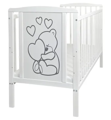 Produktbild von 12 Teiliges Kinderbett Set mit Matratze Bettzeug und Zubehör - Teddybär mit Herz Rosa