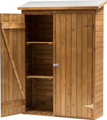 Produktbild von AXI Olivier Gartenschrank aus Holz in Braun | Geräteschrank / Geräteschuppen für den Garten mit 2 festen Ablagen | 131 x 180 cm