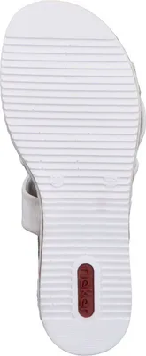 Produktbild von Rieker Damen Pantolette weiß geflochten stylisch Textil Synthetik V3608, Größe:39 EU, Farbe:Weiß