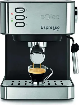 Produktbild von Solac CE4481, Espressomaschine, 1,6 l, Kaffeepad, Gemahlener Kaffee, 850 W, Schwarz, Edelstahl