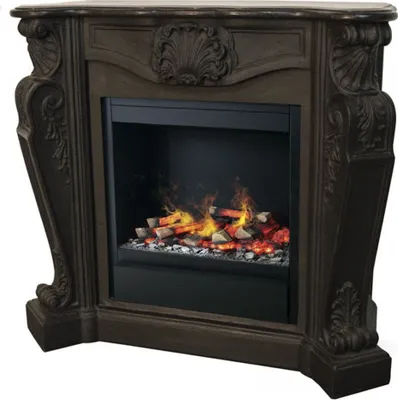 Zdjęcie produktu dla Casa Padrino kominek secesyjny czarny z wkładem kominkowym LED 118 x 43 x wys. 111 cm - kominek elektryczny z funkcją pary