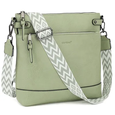 Produktbild von Umhängetasche Damen Mittel Crossbody Bag Leicht Schultertasche Tasche Bag Mit Verstellbar Abnehmbar Breiter Gurt Pendeln Reise Campus (Hellgrün)