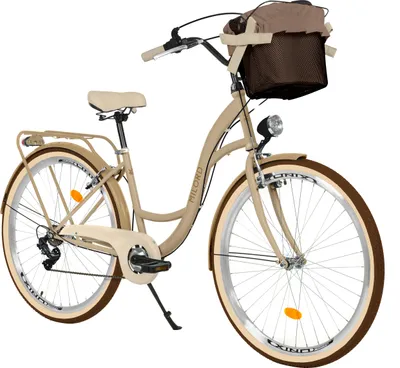 Produktbild von Milord Komfort City Fahrrad Mit Korb Damenfahrrad, 28 Zoll, Braun-Creme, 7-Gang Shimano
