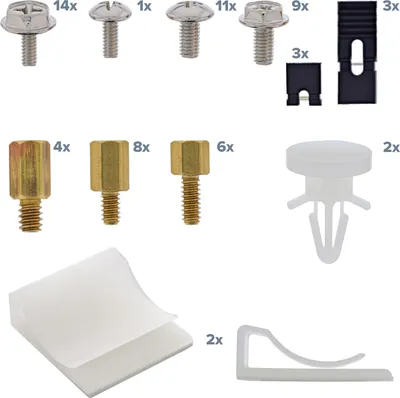 Produktbild von InLine Schraubenset, mit Jumper, Klebeklipp etc., Metall