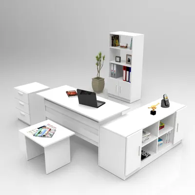 Produktbild von Skye Decor, VO15- VO15 LCS, Weiß, Büromöbel-Set, 73,8x140x60 cm, 100% Melaminbeschichtete Partikelplatte
