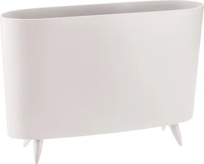 A white magazine rack with three legs, isolated on a white background.