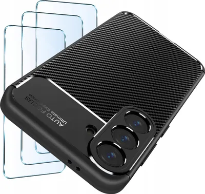 Produktbild von SET Etui für Samsung A56 5G Panzer-Carbon-Hülle + 3 STÜCK GLAS